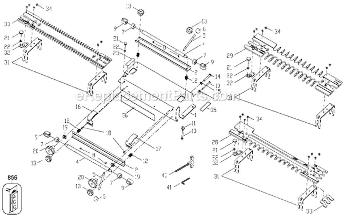 Page A Diagram and Parts List for 4212 Type 1 Porter Cable Dovetail Machine